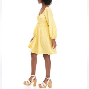 MAISON TARA- Seersucker Mini Dress in yellow- Size 8
